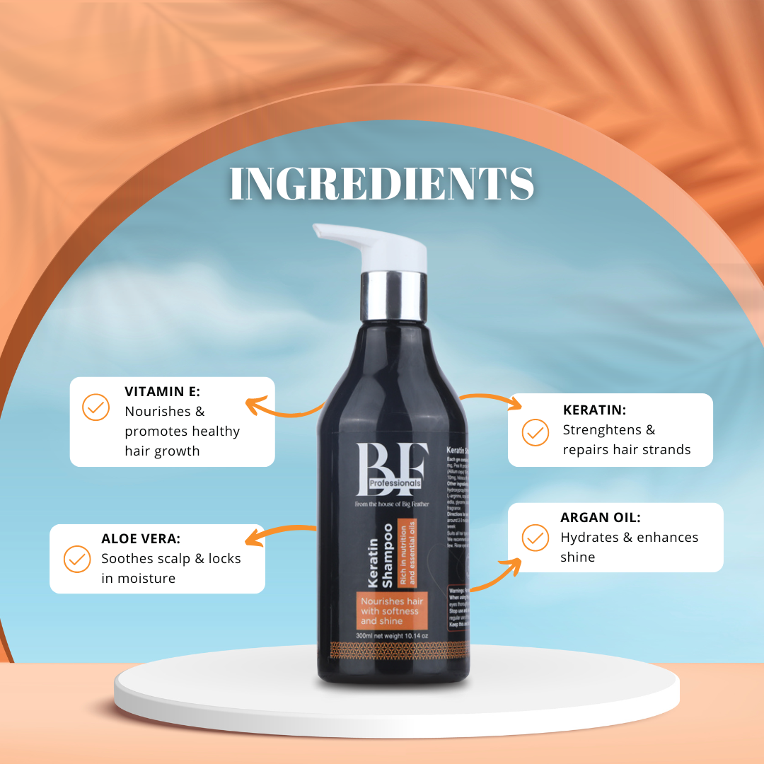 Keratin Shampoo For Men/Women Sulphate Free-300ML || BF Professionals